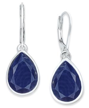 Nine West Silver-tone Blue Teardrop Drop Earrings