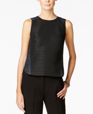 Armani Exchange Tweed Denim-contrast Top