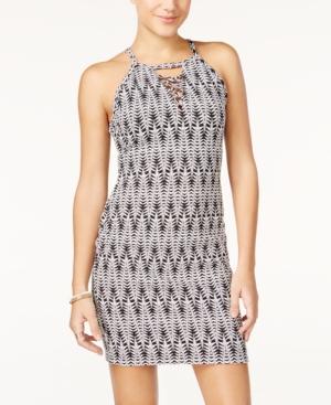 Material Girl Juniors' Printed Lace-up Bodycon Dress, Only At Macy's