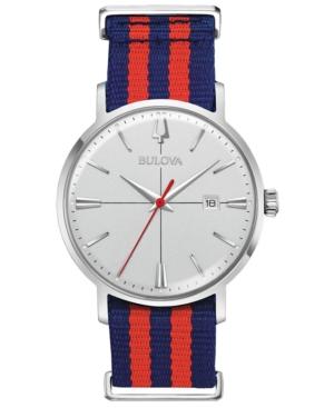 Bulova Men's Aerojet Blue & Red Polyester Strap Watch 39mm