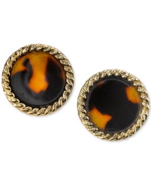 2028 Gold-tone Tortoiseshell-look Button Earrings