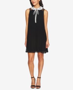Cece Lace-collar Pleated Shift Dress