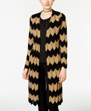 Ny Collection Chevron Open-front Duster Cardigan