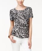 Jm Collection Textured Tee, Animal Print