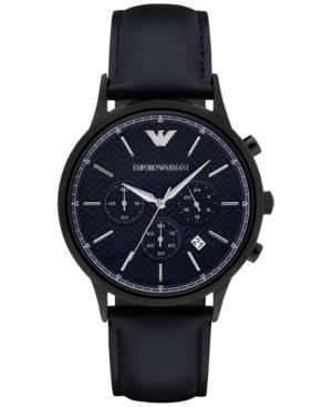 Emporio Aramani Men's Chronograph Renato Blue Leather Strap Watch 43mm Ar2481