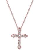 Diamond Cross 18 Pendant Necklace (1/4 Ct. T.w.) In 14k Rose Gold