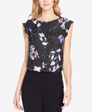 Tahari Asl Floral-print Georgette Blouse