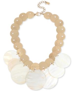 Robert Lee Morris Soho Gold-tone Mother-of-pearl-look Disc Statement Necklace, 17 + 3 Extender