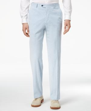 Tommy Hilfiger Men's Slim-fit Stretch Performance Blue/white Seersucker Suit Pants