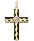 Men's Diamond Accent Cross Pendant In 10k Gold And Black Enamel