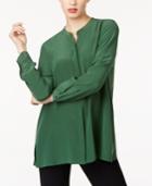 Eileen Fisher Tencel Blend Mandarin-collar Boxy Tunic