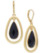 Anne Klein Gold-tone Jet Stone Orbital Drop Earrings