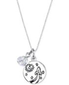 Unwritten To The Moon And Back Crystal And Disc Pendant Necklace In Stainless Steel