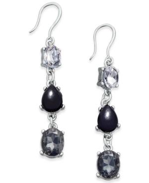 Charter Club Silver-tone Crystal Jet Stone Triple Drop Earrings, Only At Macy's
