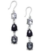 Charter Club Silver-tone Crystal Jet Stone Triple Drop Earrings, Only At Macy's
