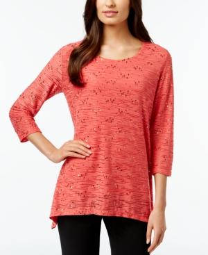 Jm Collection Embellished Handkerchief-hem Top, Only At Macy's