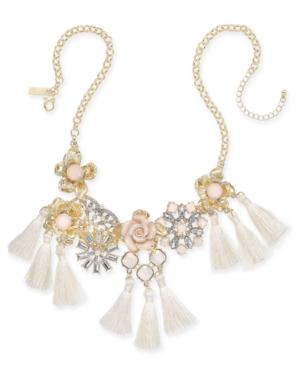 Inc International Concepts Gold-tone Imitation Pearl & Crystal Flower Statement Necklace, 18 + 3 Extender, Created For Macy's