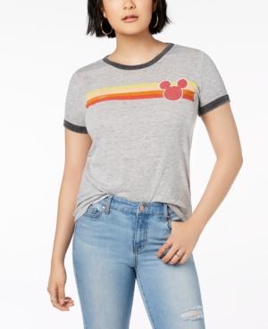 Freeze 24-7 Juniors' Mickey Mouse Stripe Graphic T-shirt