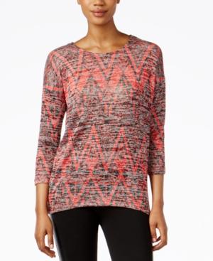 Kensie Three-quarter-sleeve Printed T-shirt