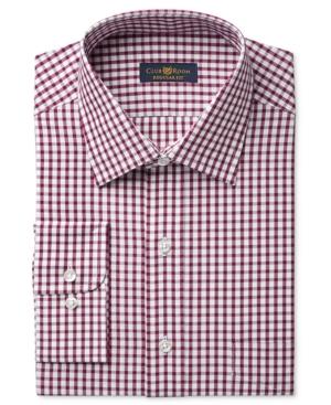 Club Room Estate Men's Classic-fit Wrinkle-resistant Wine Check Dress Shirt, Only At Macy's