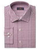 Club Room Estate Men's Classic-fit Wrinkle-resistant Wine Check Dress Shirt, Only At Macy's
