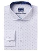 Michelsons Of London Men's Slim-fit Light Blue Stripe Dot Dress Shirt
