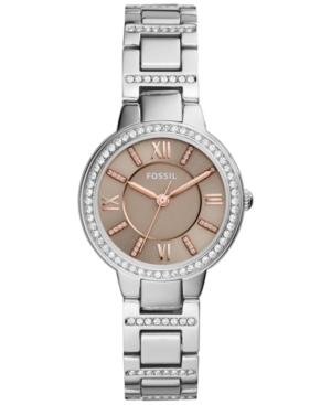 Fossil Women's Virginia Crystal Stainless Steel Bracelet Watch 30mm Es4147