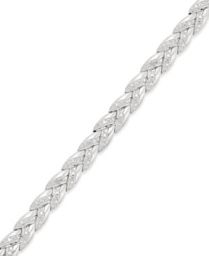 Diamond Accent Woven Flex Bracelet In Silver-plated Brass