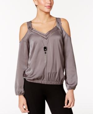 Thalia Sodi Cold-shoulder Satin Necklace Top, Only At Macy's