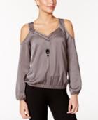 Thalia Sodi Cold-shoulder Satin Necklace Top, Only At Macy's