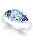 Aquamarine (1-1/3 Ct. T.w.) And Iolite (1/3 Ct. T.w.) Ring In 14k White Gold