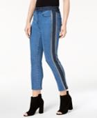 Dkny Mixed-denim Cropped Jeans
