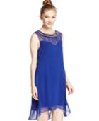 City Studios Juniors' Embellished A-line Illusion Dress