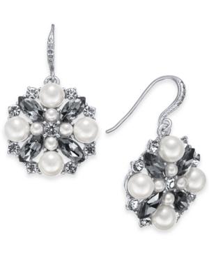 Charter Club Silver-tone Imitation Pearl & Crystal Cluster Drop Earrings, Created For Macy's