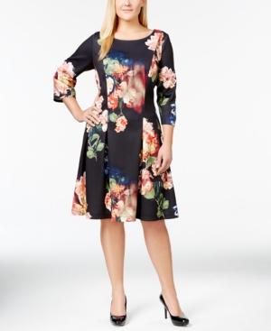 Sl Fashions Plus Size Pleated Scuba Flare Dress
