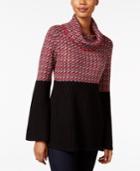 Style & Co. Petite Colorblocked Cowl-neck Sweater, Only At Macy's