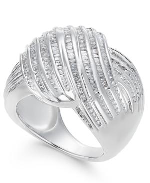 Diamond Channel-set Statement Ring In Sterling Silver