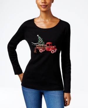 Karen Scott Holiday Truck Graphic Top, Only At Macy's