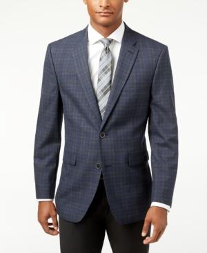 Tommy Hilfiger Men's Slim-fit Blue Plaid Sport Coat