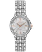 Citizen Women's Eco-drive Crystal Accent Stainless Steel Bracelet Watch 28mm Ew2340-58a