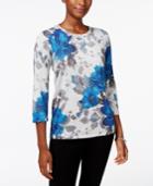 Alfred Dunner Crescent City Collection Embellished Floral-print Top