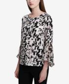 Calvin Klein Floral-print Bell-sleeve Tunic