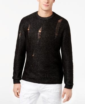 Guess Men's Destroyed Metallic Sweater