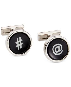 Kenneth Cole New York Polished Rhodium Cufflinks With Black Resin Inserts