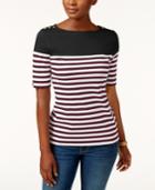 Karen Scott Colorblocked Striped Top, Created For Macy's