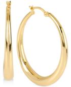 Touch Of Silver Round Polished Hoop Earrings In 14k Gold-plated Brass