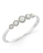 Kate Spade New York Silver-tone Imitation Pearl And Pave Halo Bangle Bracelet