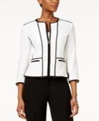 Kasper Petite Zip-up Piped Blazer
