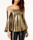Bar Iii Metallic Off-the-shoulder Top, Created For Macy's
