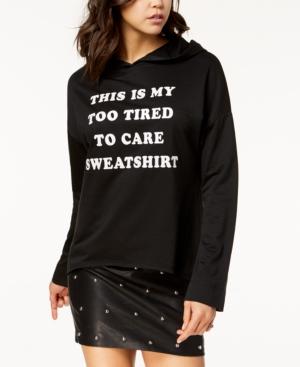 Pretty Rebellious Juniors' Too Tired Glitter Graphic Hoodie